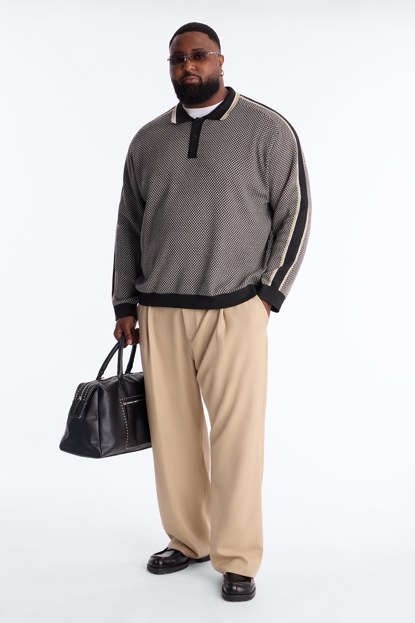 Ashford Knitted Long Sleeve Polo - Black