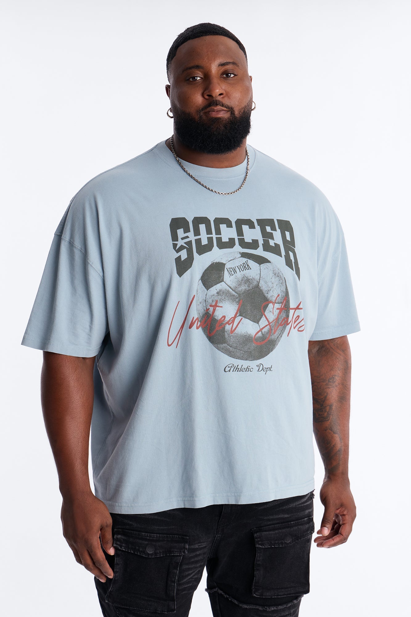 Soccer USA Oversized Short Sleeve Tee - Light Blue