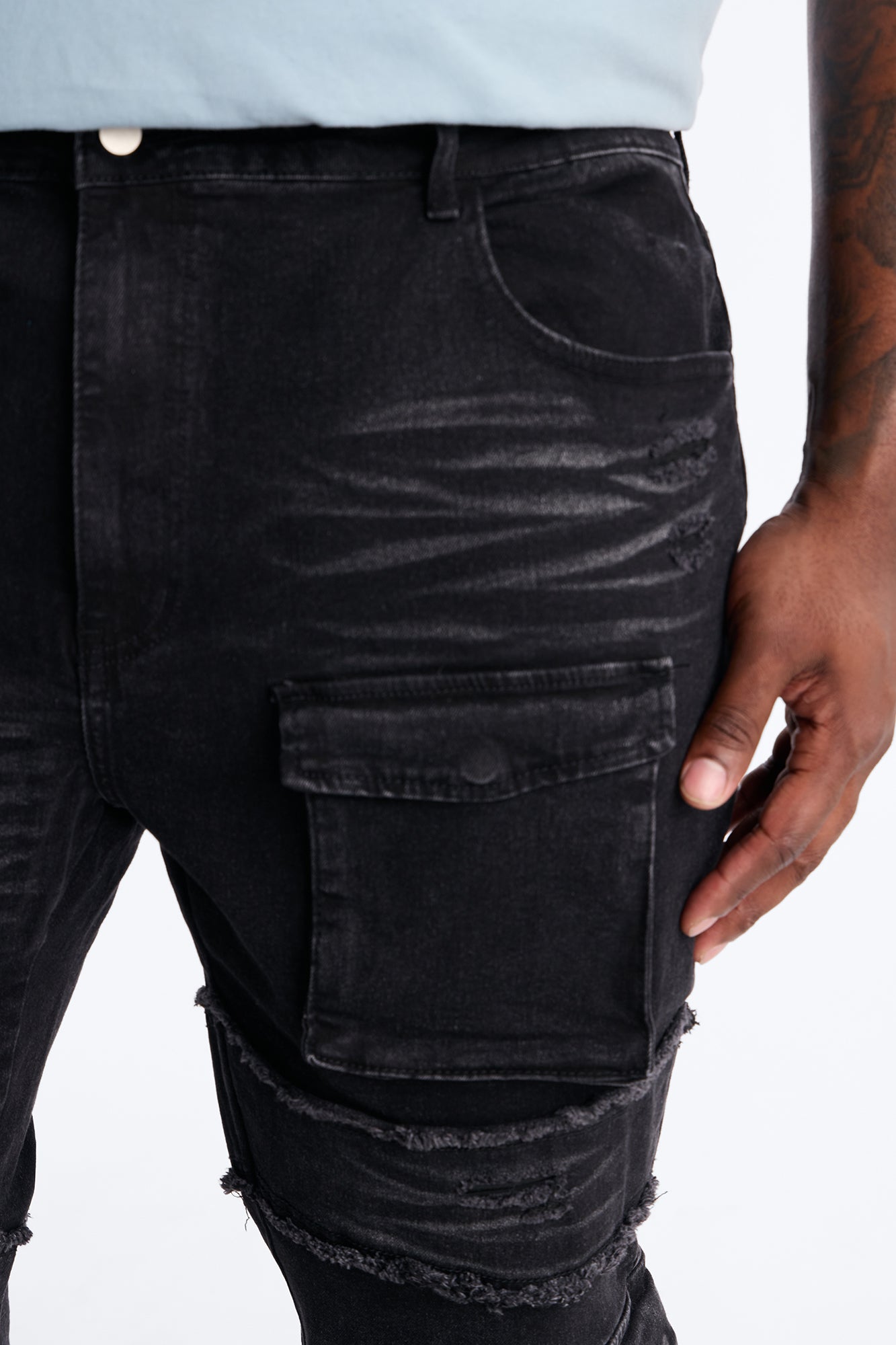 Urban Armor Skinny Stacked Flare Jeans - Black Wash
