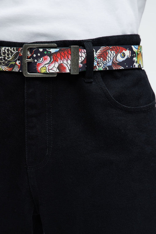 Ed Hardy Koi Graphic Belt - Multi Color