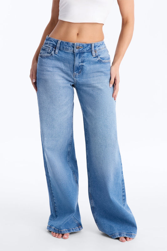 Southie Stretch Wide Leg Jeans - Medium Wash NEWFASHIONEDGE
