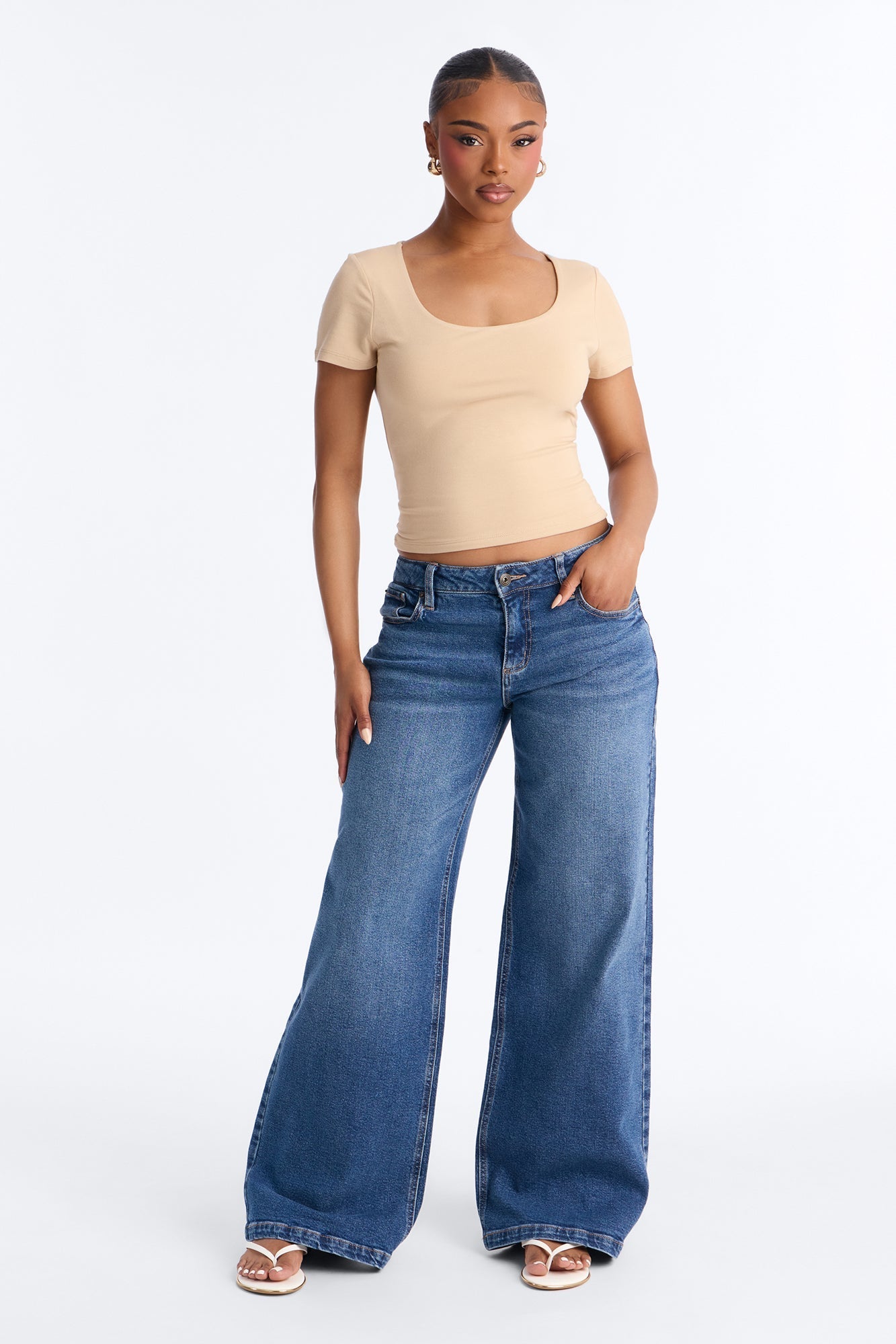 Southie Stretch Wide Leg Jeans - Dark Wash NEWFASHIONEDGE