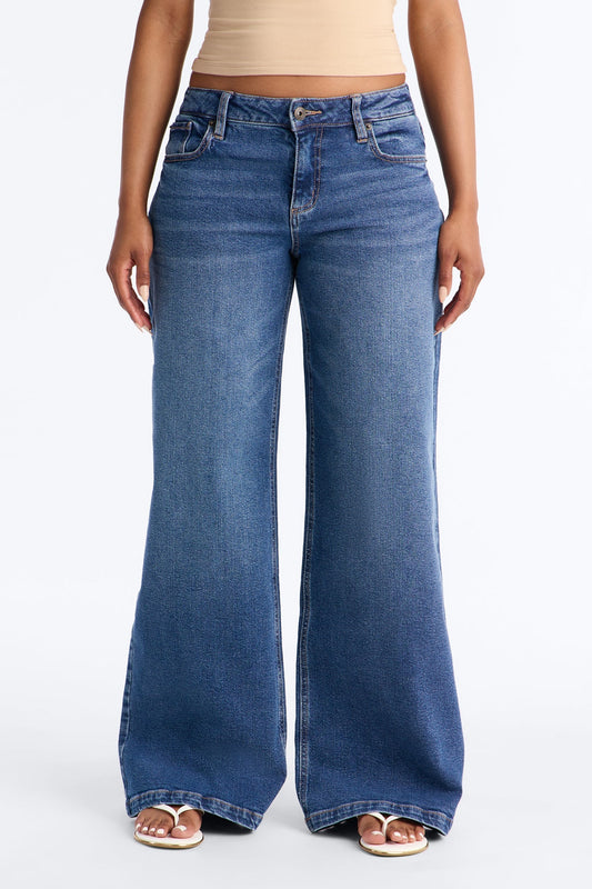 Southie Stretch Wide Leg Jeans - Dark Wash NEWFASHIONEDGE