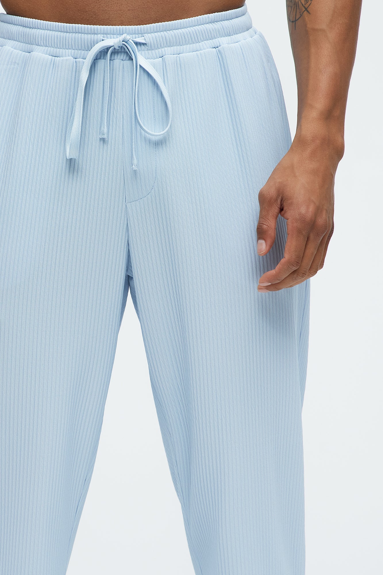 Show Up Slim Slit Pants - Light Blue