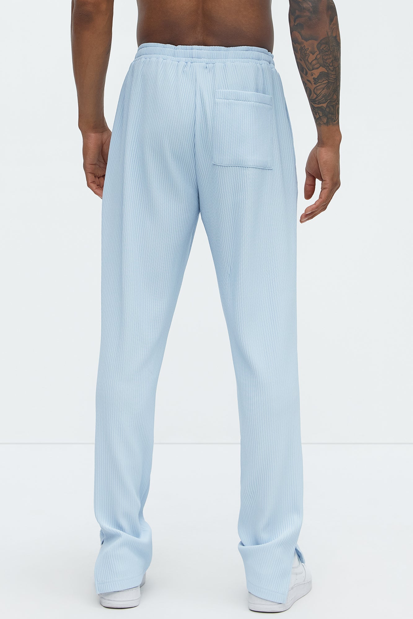 Show Up Slim Slit Pants - Light Blue