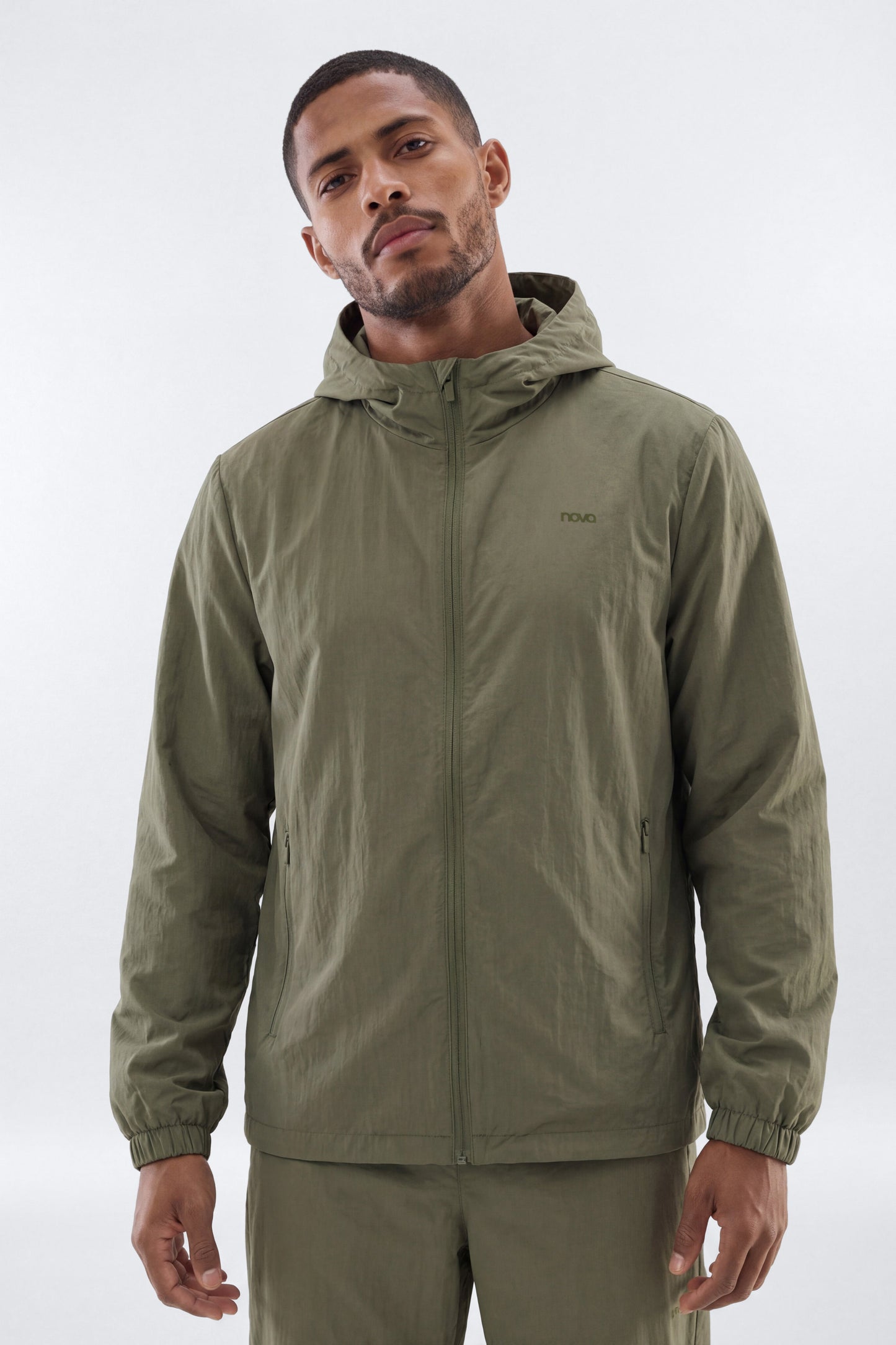 CoreNylon Hooded Full Zip Jacket - Moss
