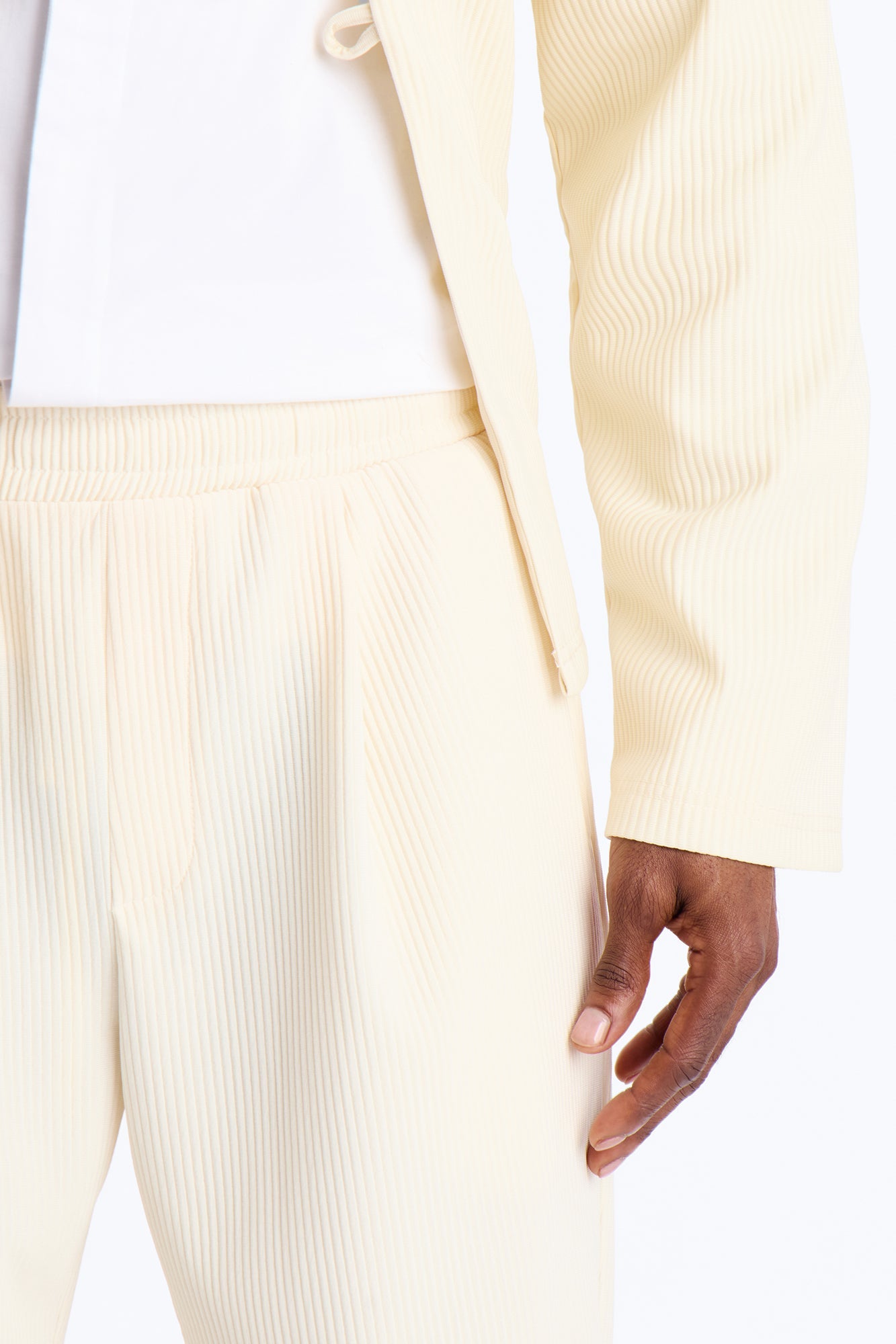 Show Up Straight Pleated Casual Trouser - Cream