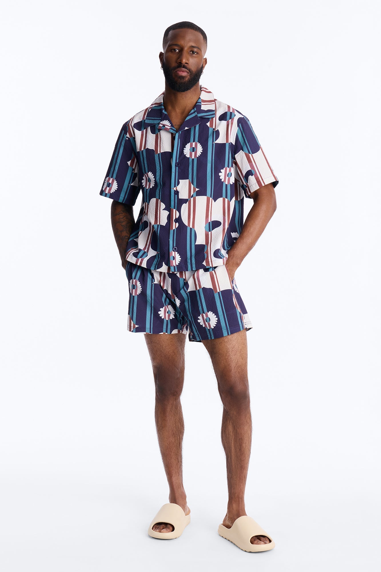 Metroflora Seersucker Swim Trunk 6″ - Multi Color