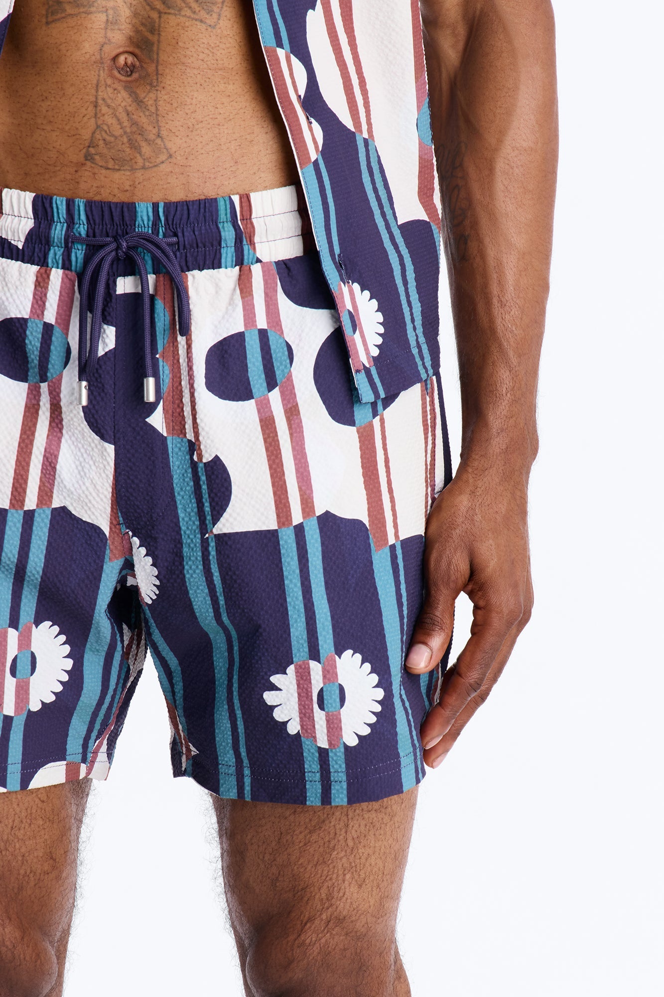 Metroflora Seersucker Swim Trunk 6″ - Multi Color