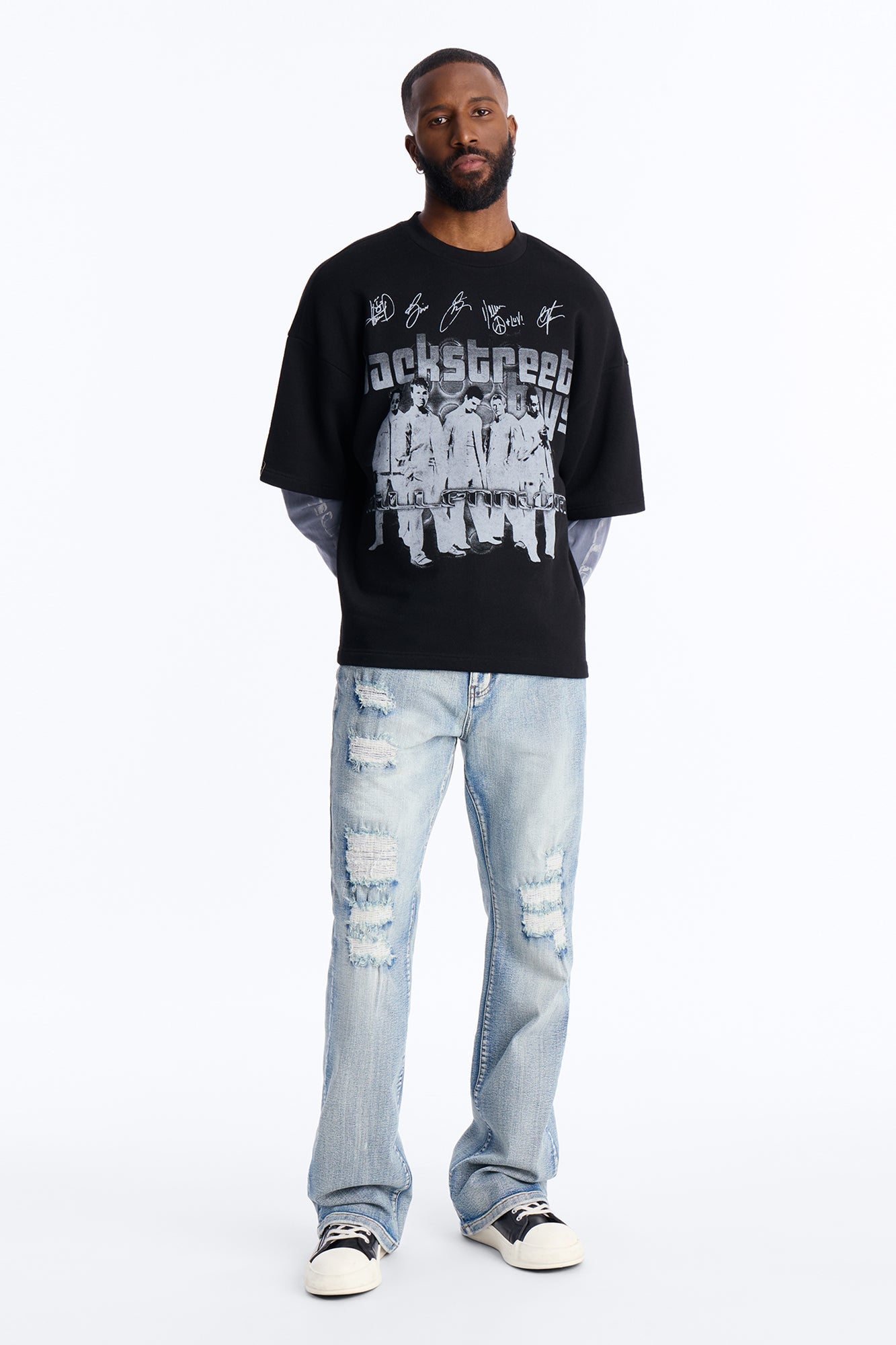 Backstreet Boys Larger Than Life Oversized Fleece Twofer - Black Wash