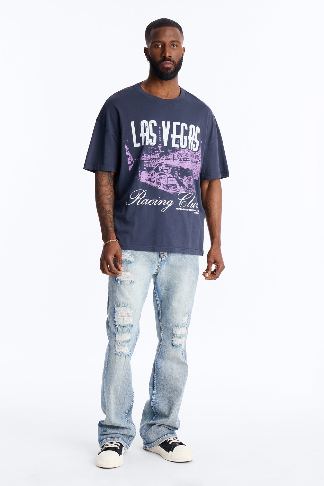 Las Vegas Racing Club Oversized Short Sleeve Tee - Navy