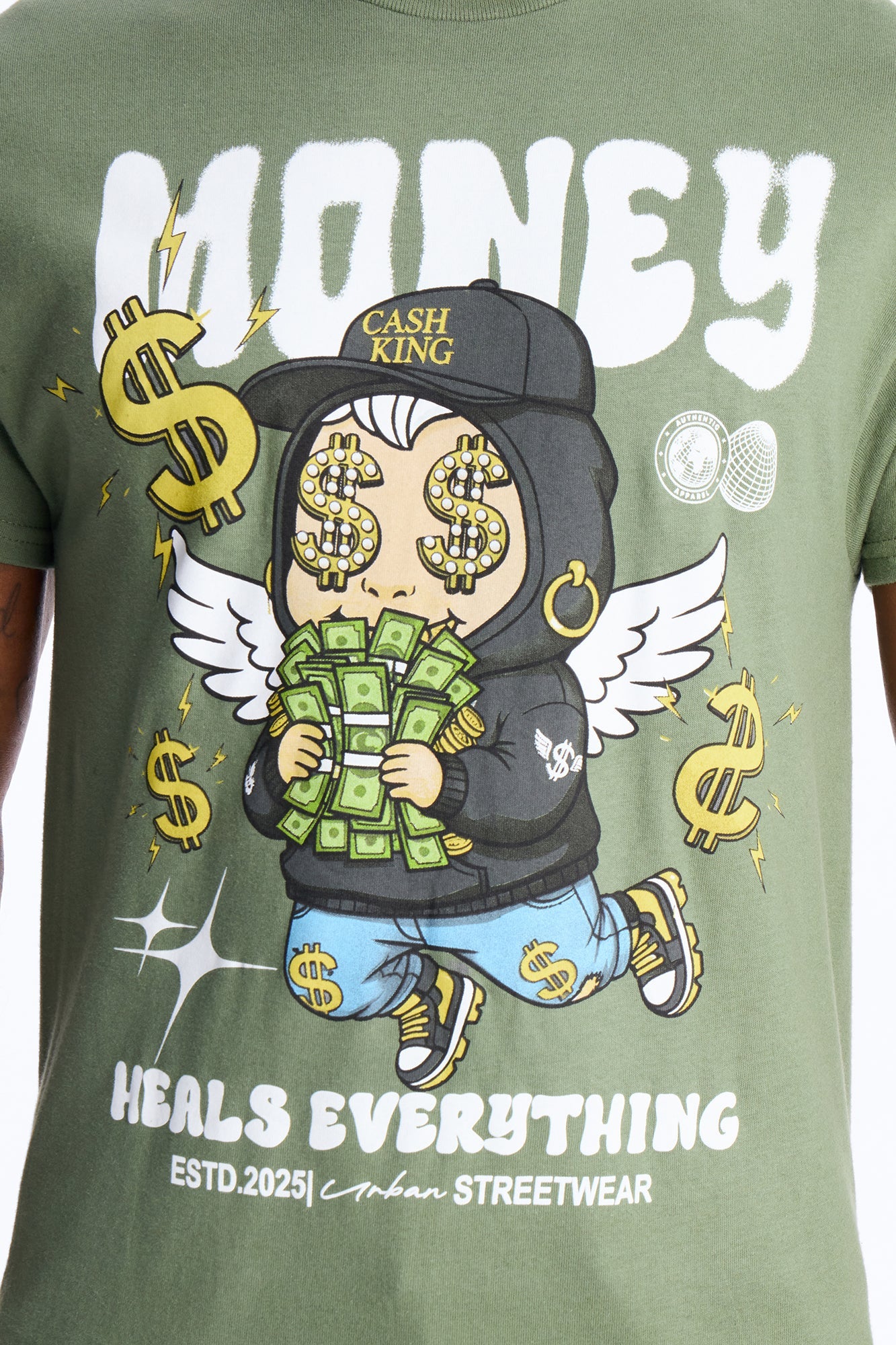 Money Heals Everything Short Sleeve Tee - Olive