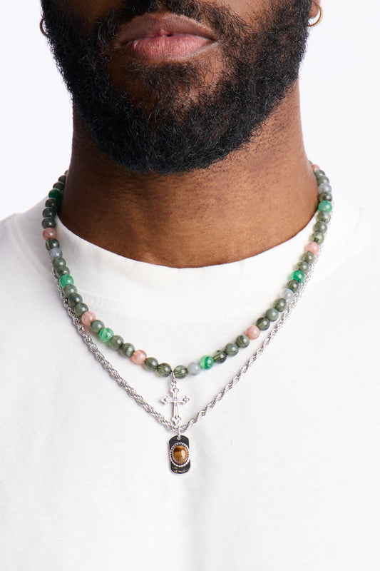 Blessed Chain Necklace Set - Silver