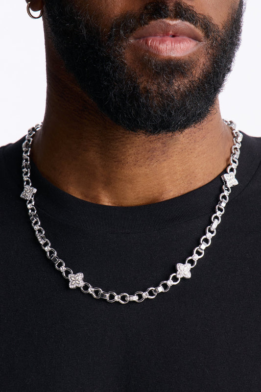 Bloom Flora Link Chain Necklace - Silver