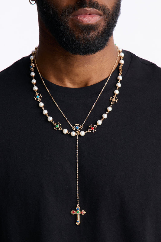 Crosswired Necklace Set - Gold