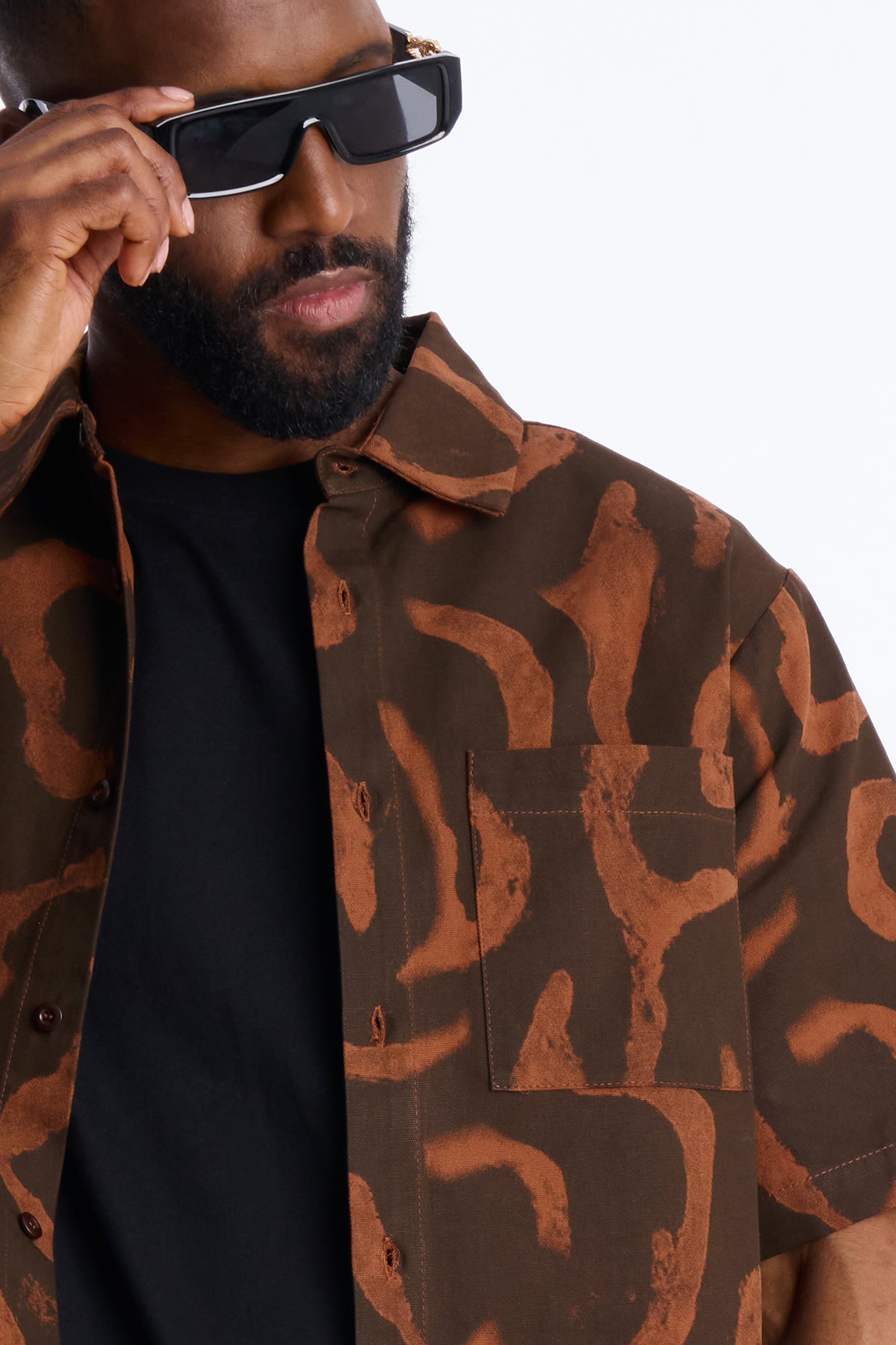 Drizzled Button Up Shirt - Rust