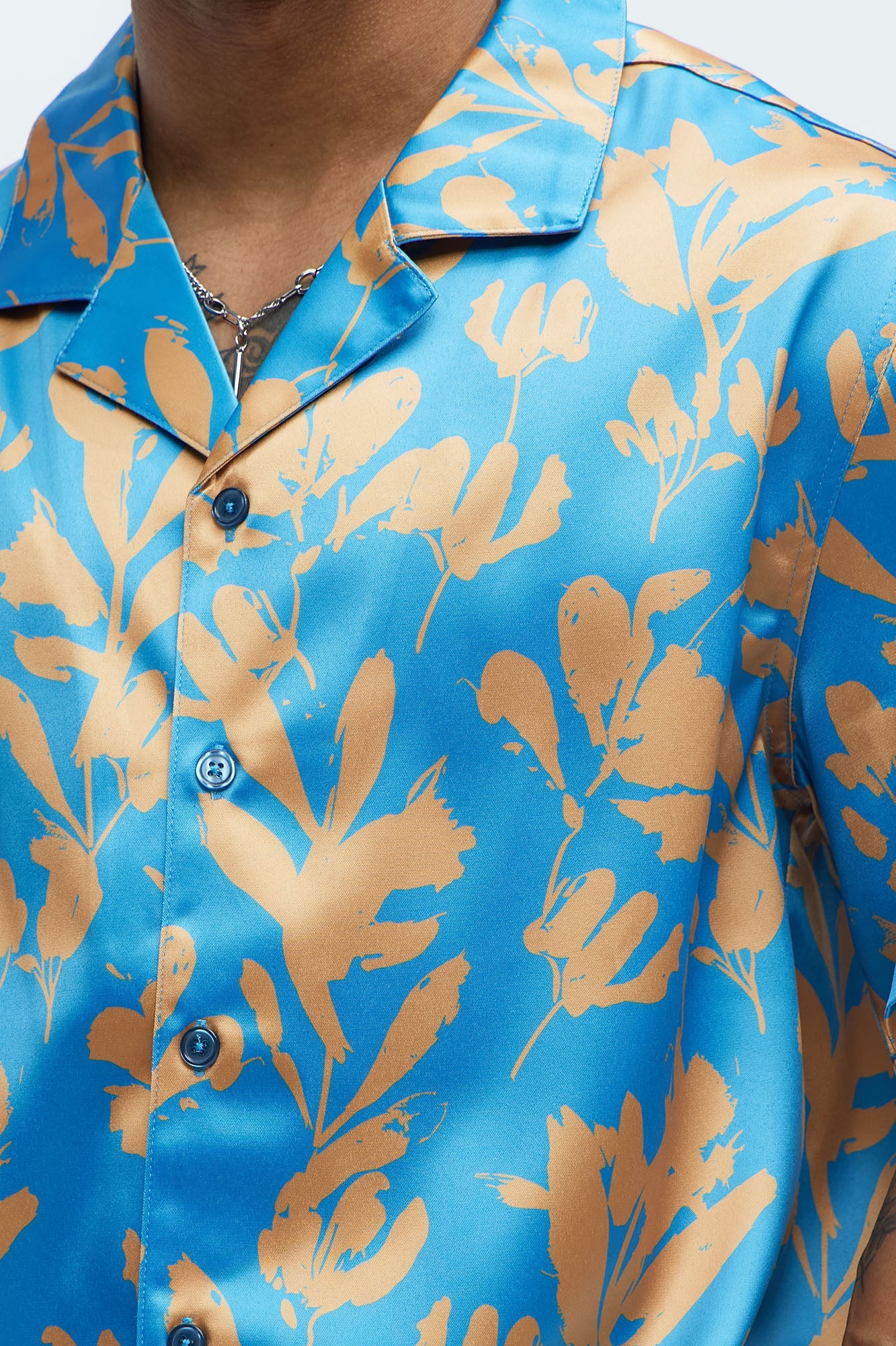 Bloom Off Printed Cuban Collar Shirt - Blue/combo