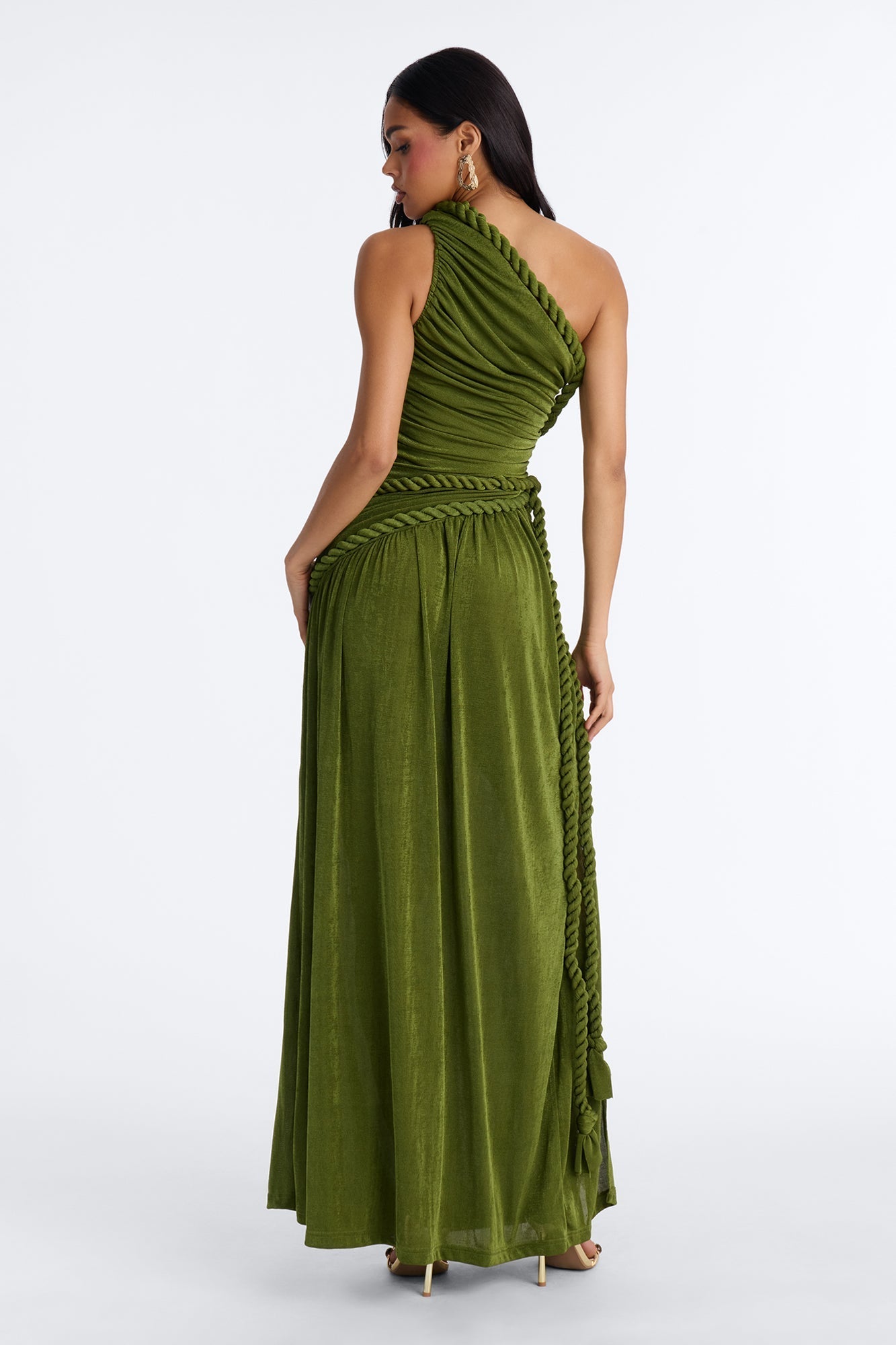 Corina Twist Slinky Maxi Dress - Olive NEWFASHIONEDGE