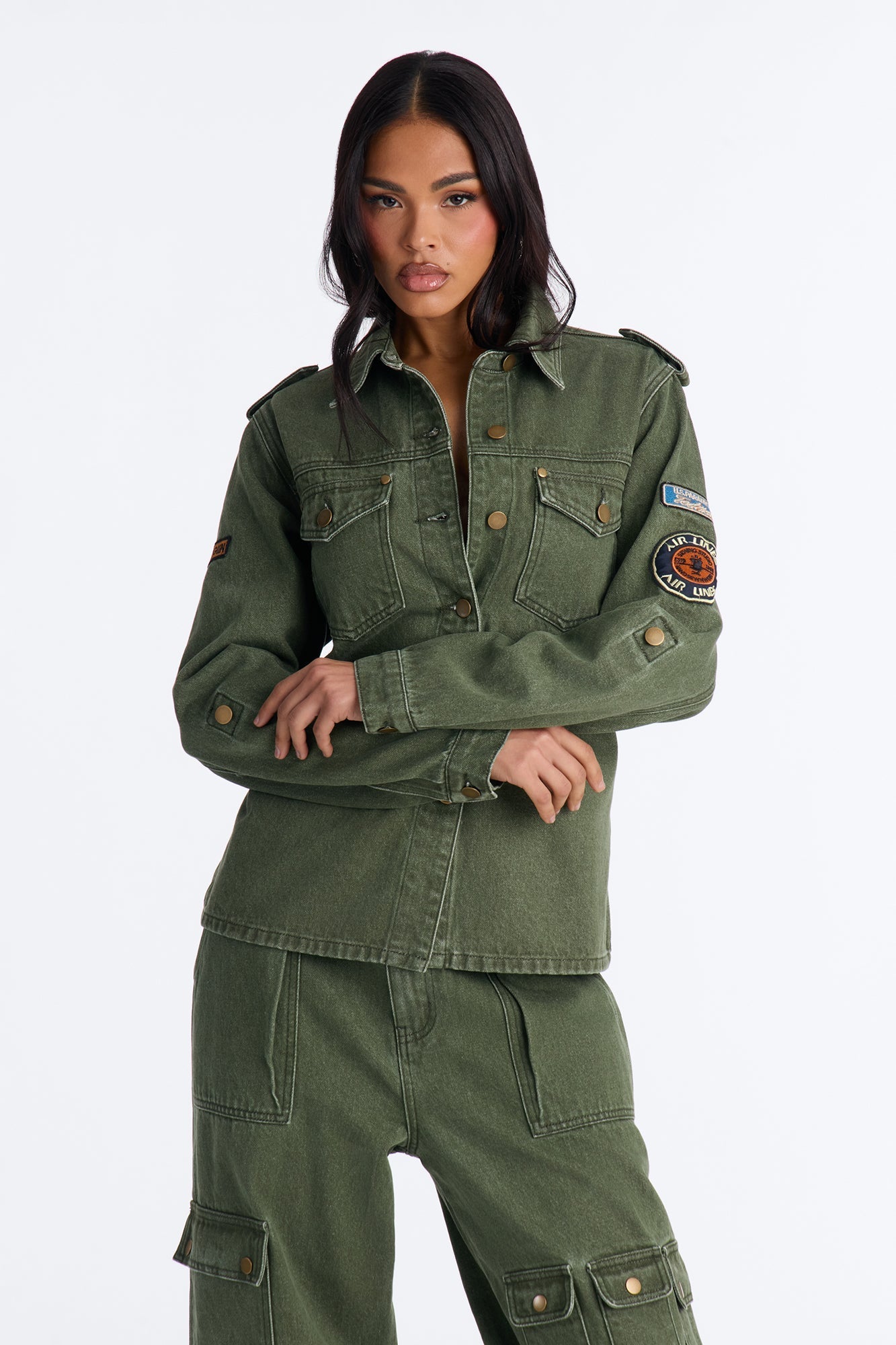 First Ranker Denim Shacket - Olive NEWFASHIONEDGE
