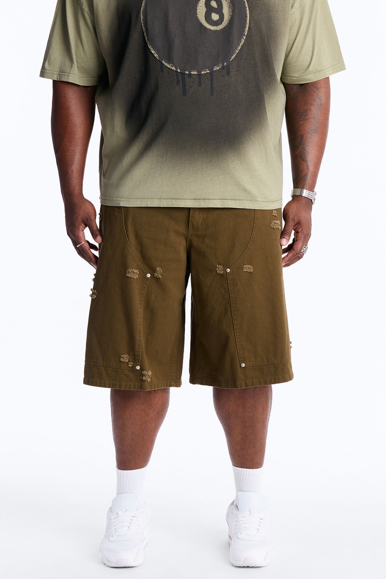Baggy Mirage Zone Paneled Short - Olive