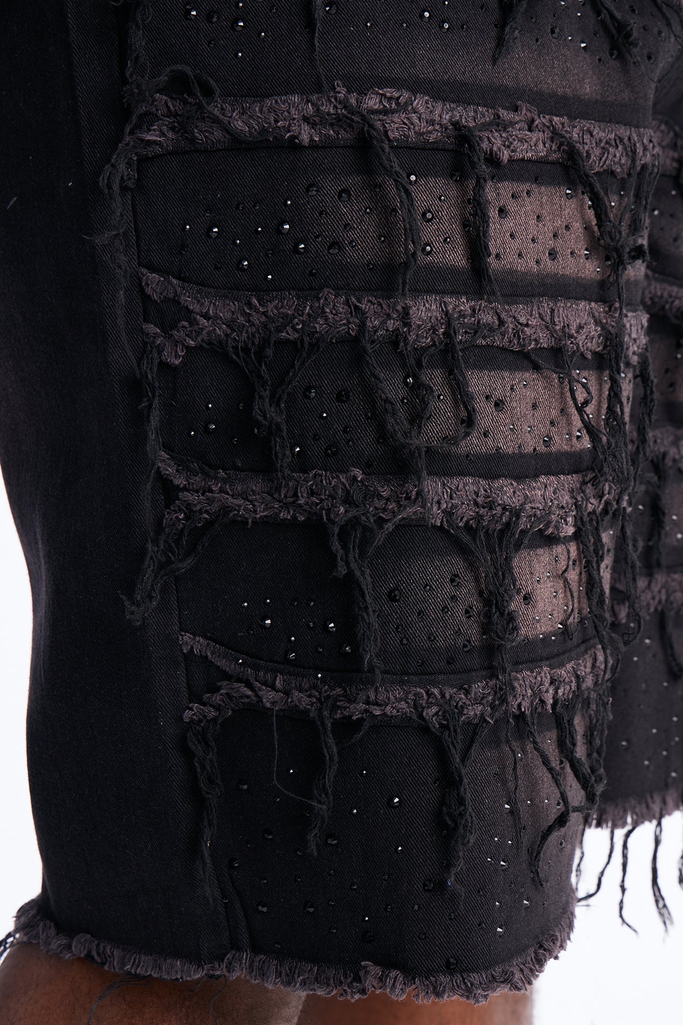 Relaxed Jeweled Havoc Denim Short - Black