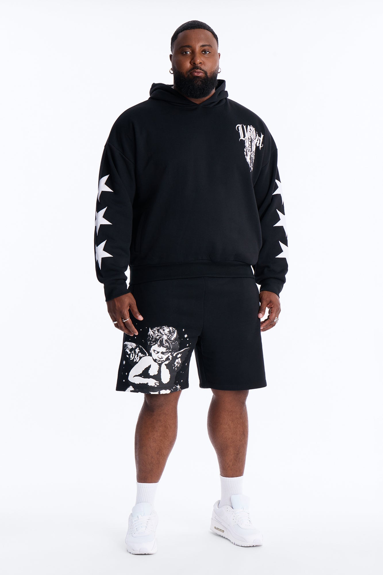 Menace Sent Embroidery Hoodie - Black