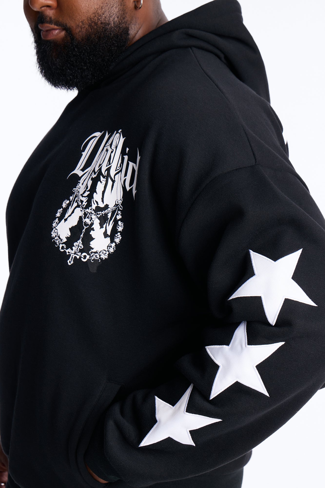 Menace Sent Embroidery Hoodie - Black
