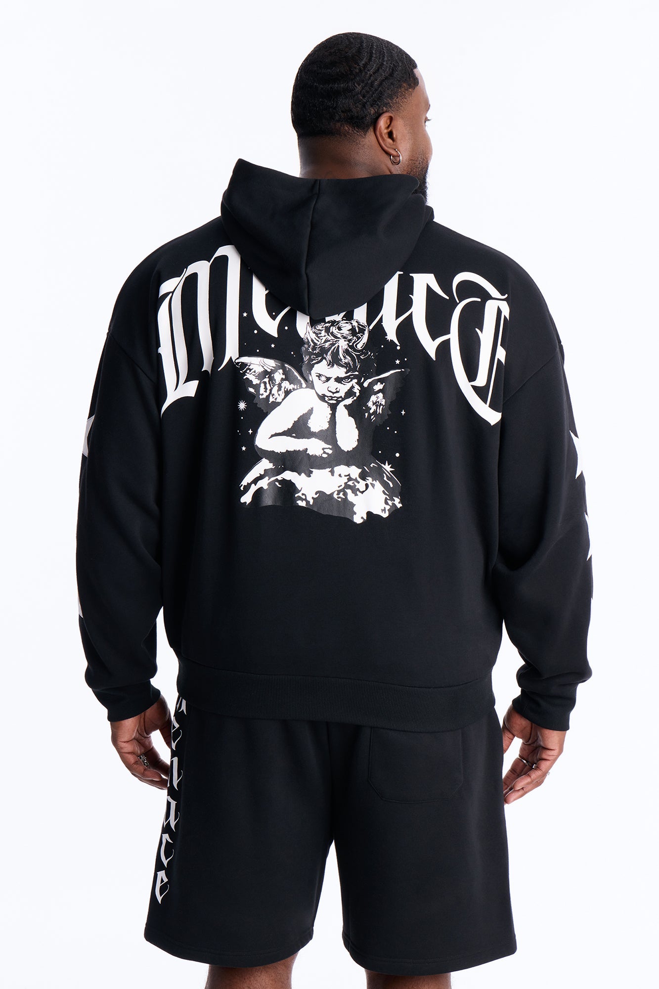 Menace Sent Embroidery Hoodie - Black