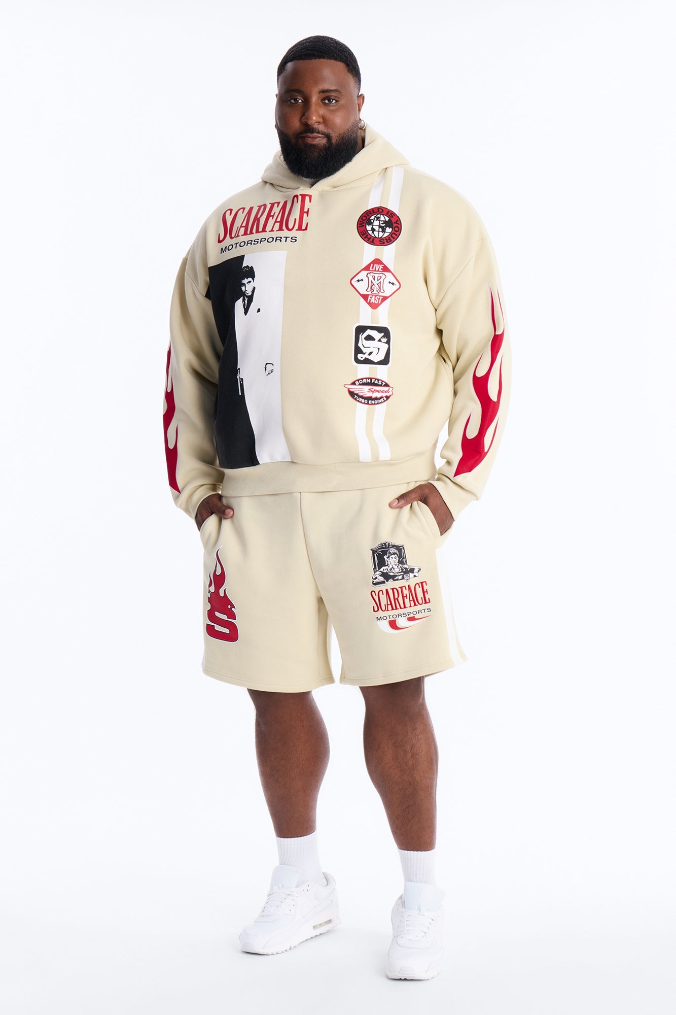 Scarface Embroidery Patch Hoodie - Khaki