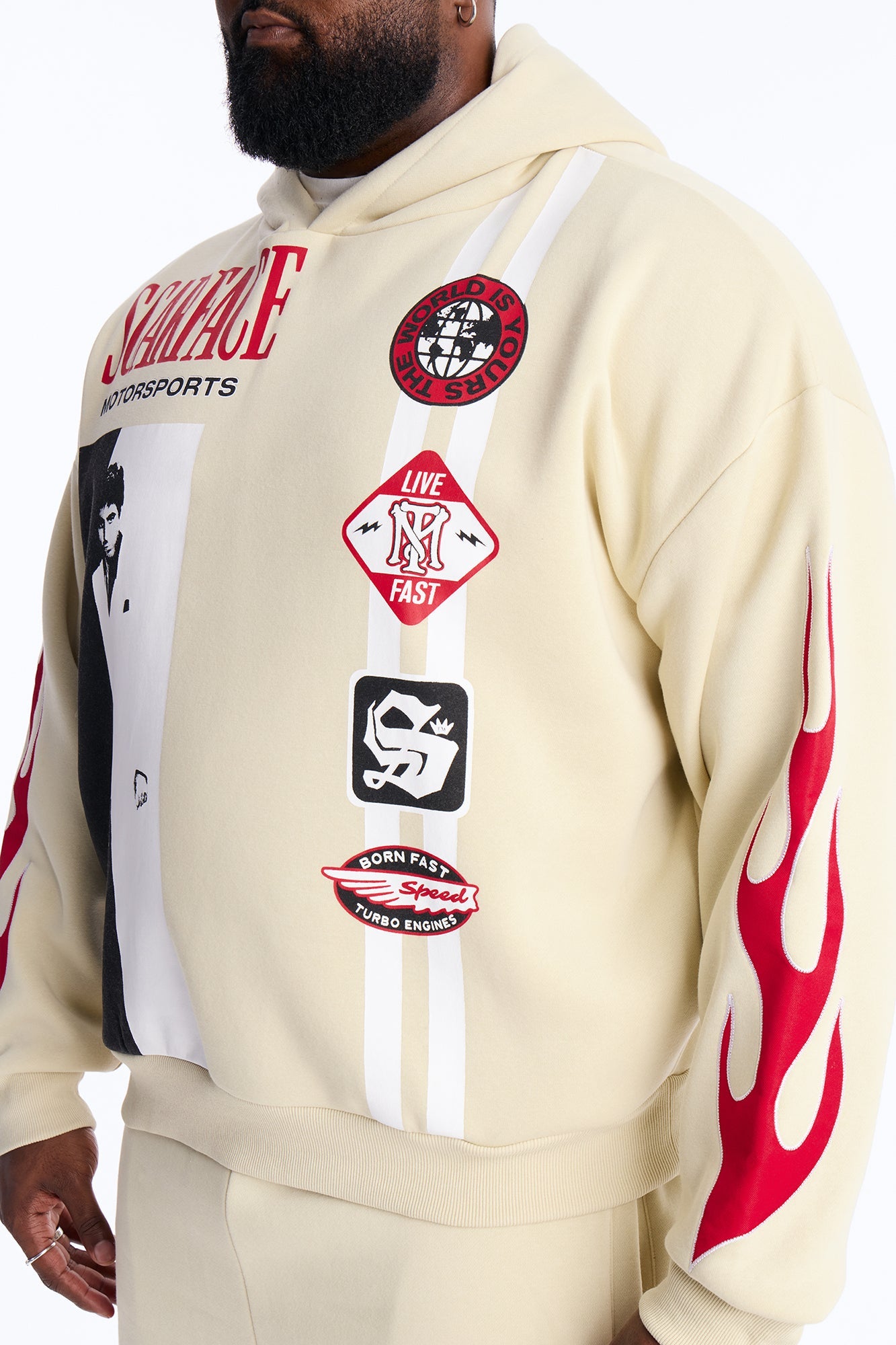 Scarface Embroidery Patch Hoodie - Khaki