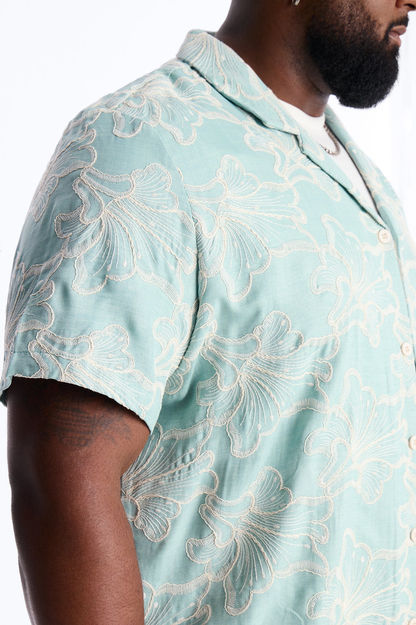 Coastal Drift Cuban Button Up Shirt - Mint