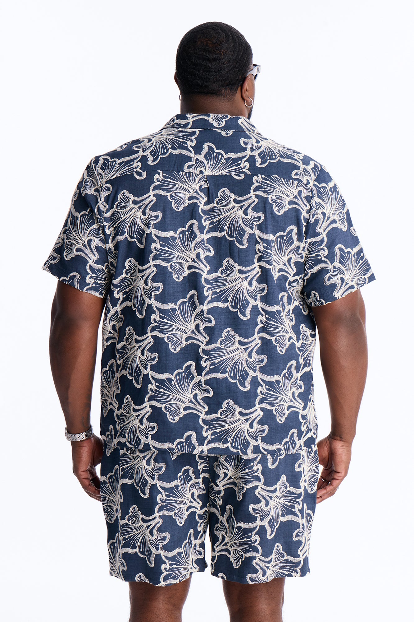 Coastal Drift Cuban Button Up Shirt - Navy