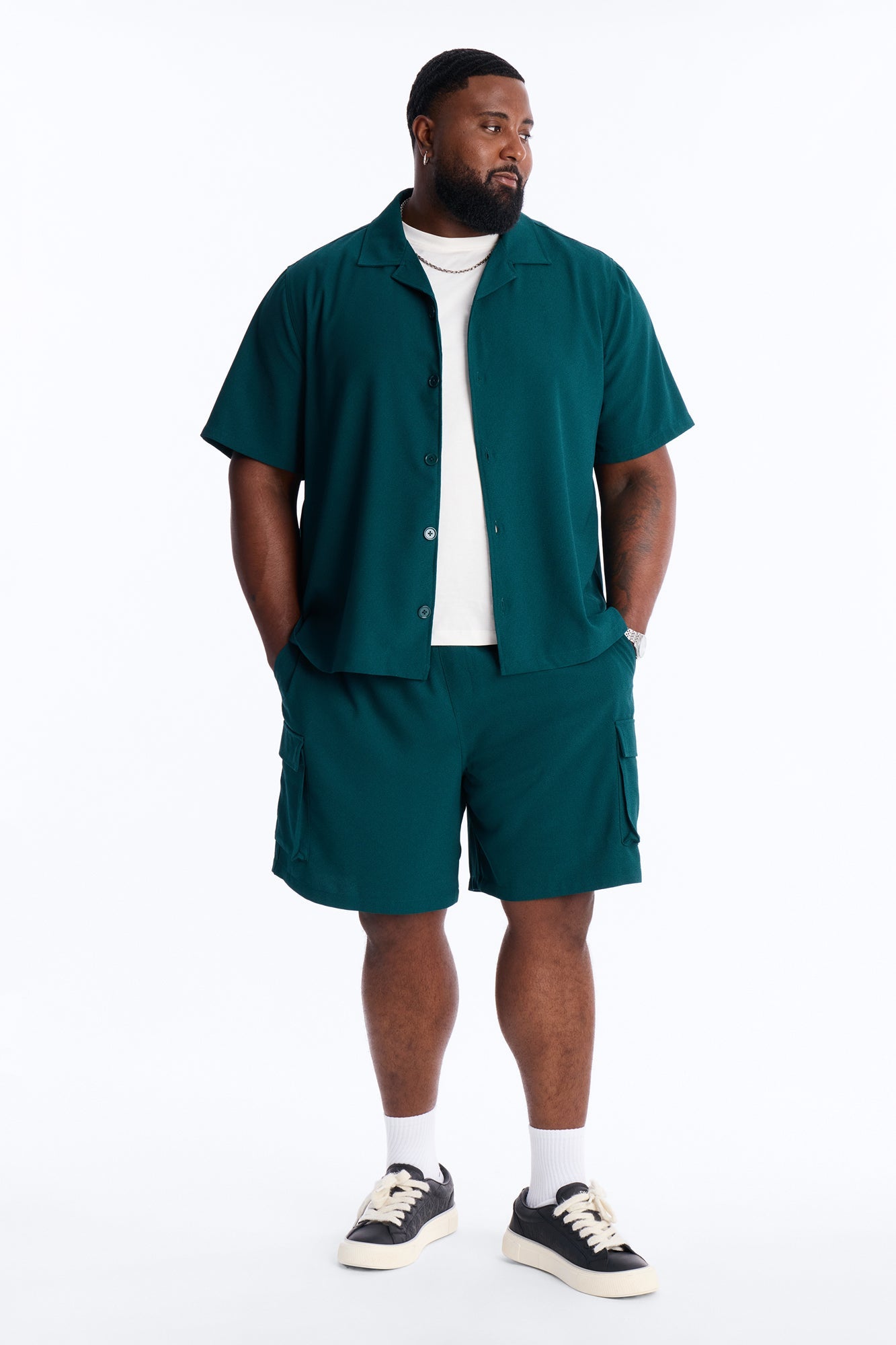 Golden Hour Relaxed Cargo Short - Hunter Green