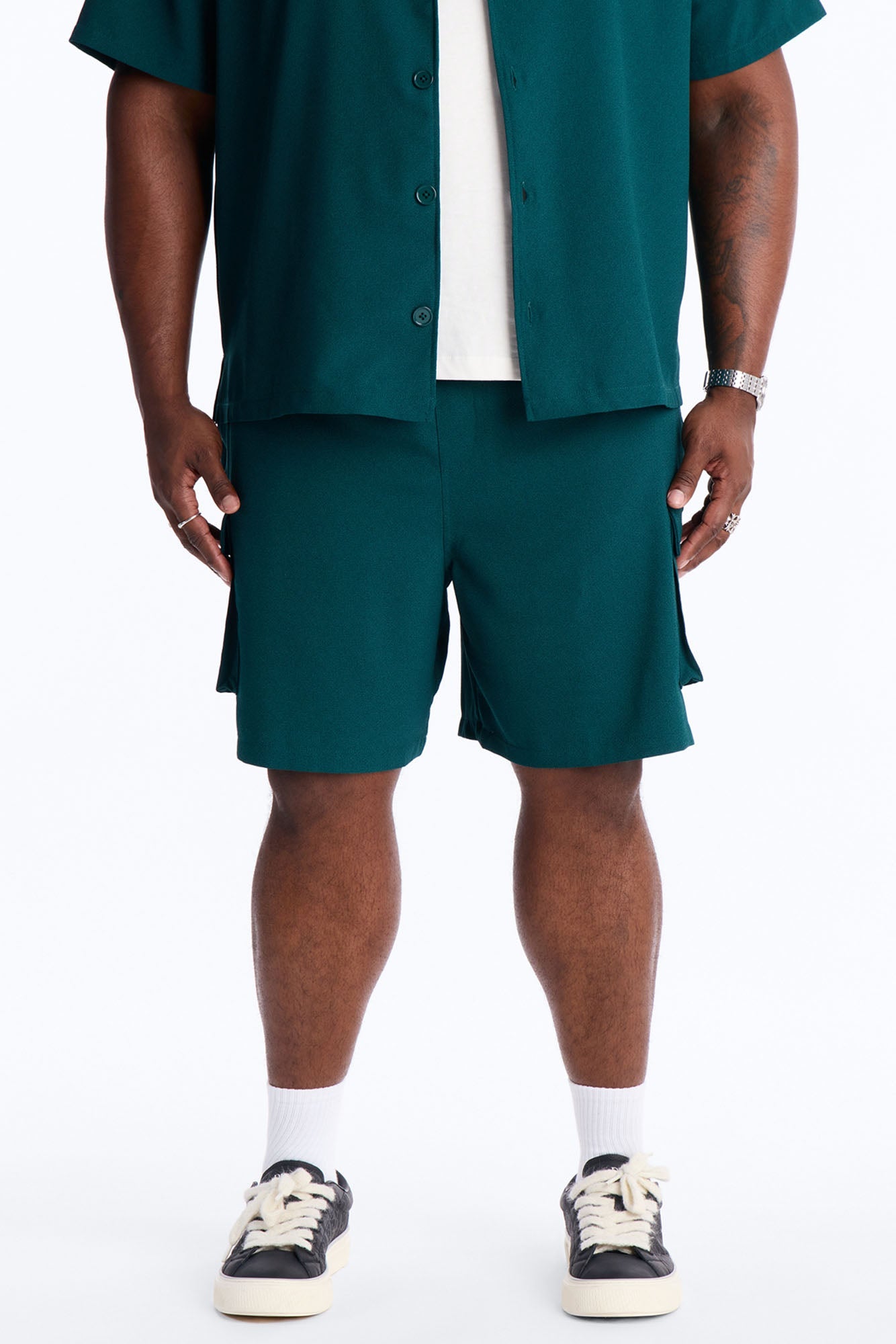 Golden Hour Relaxed Cargo Short - Hunter Green