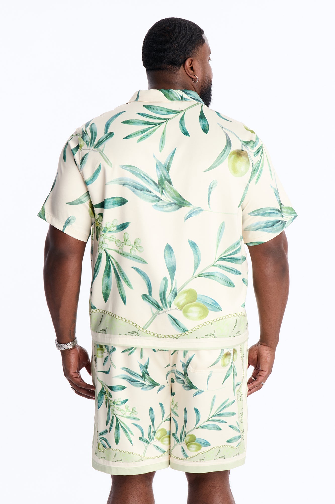 Relaxed Mediterranean Orchard Cuban Button Up Shirt - Green