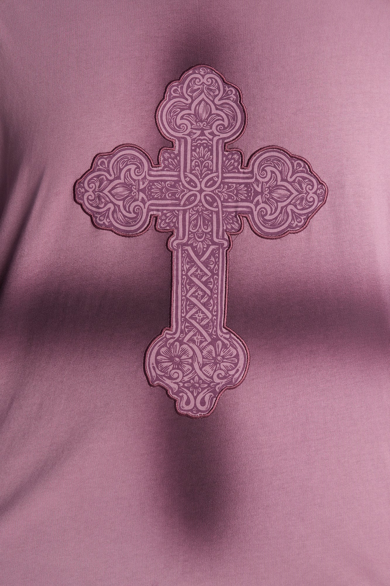 Cross Shadow Patch Short Sleeve Tee - Purple