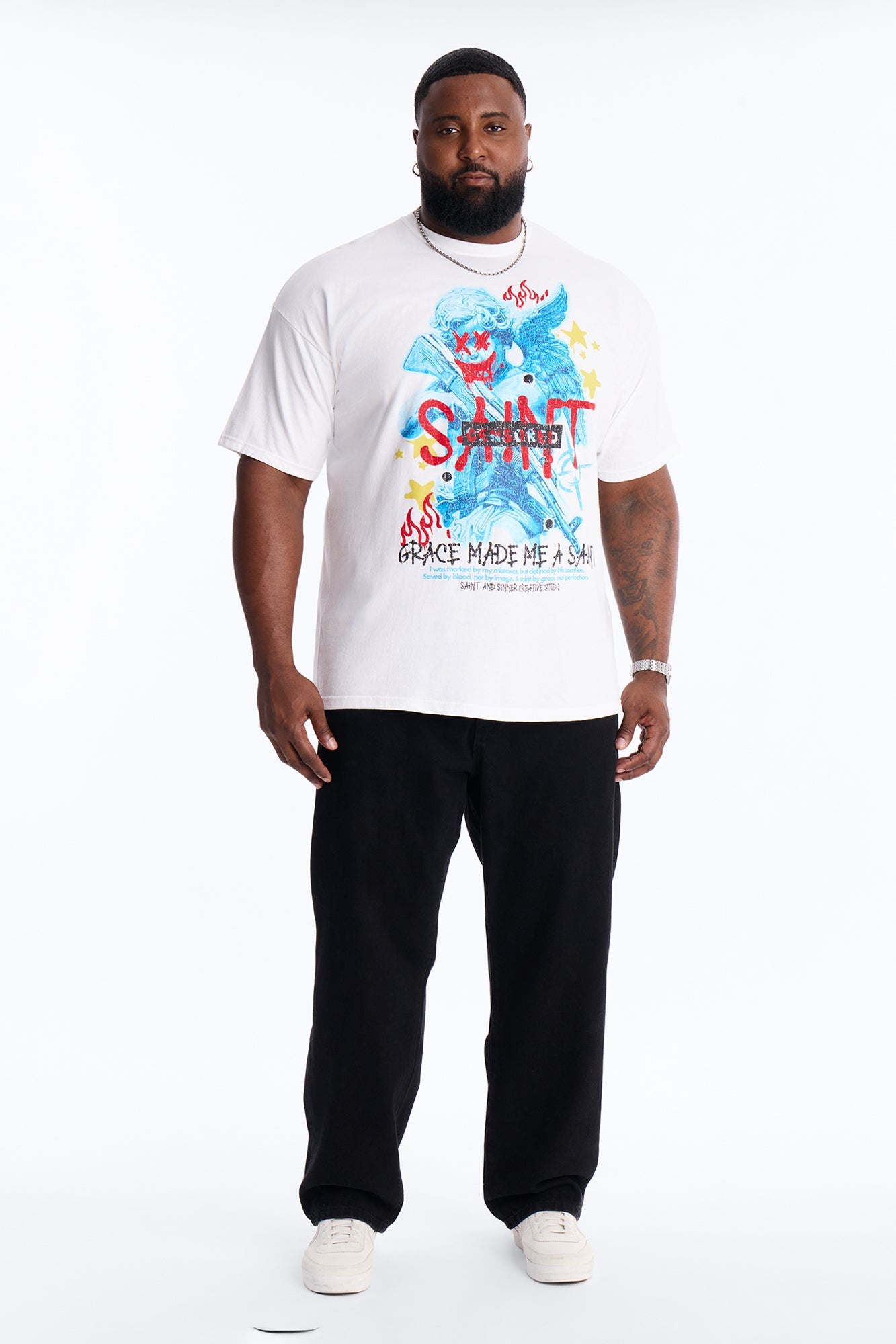 Grace Made Me A Saint Short Sleeve Tee - White