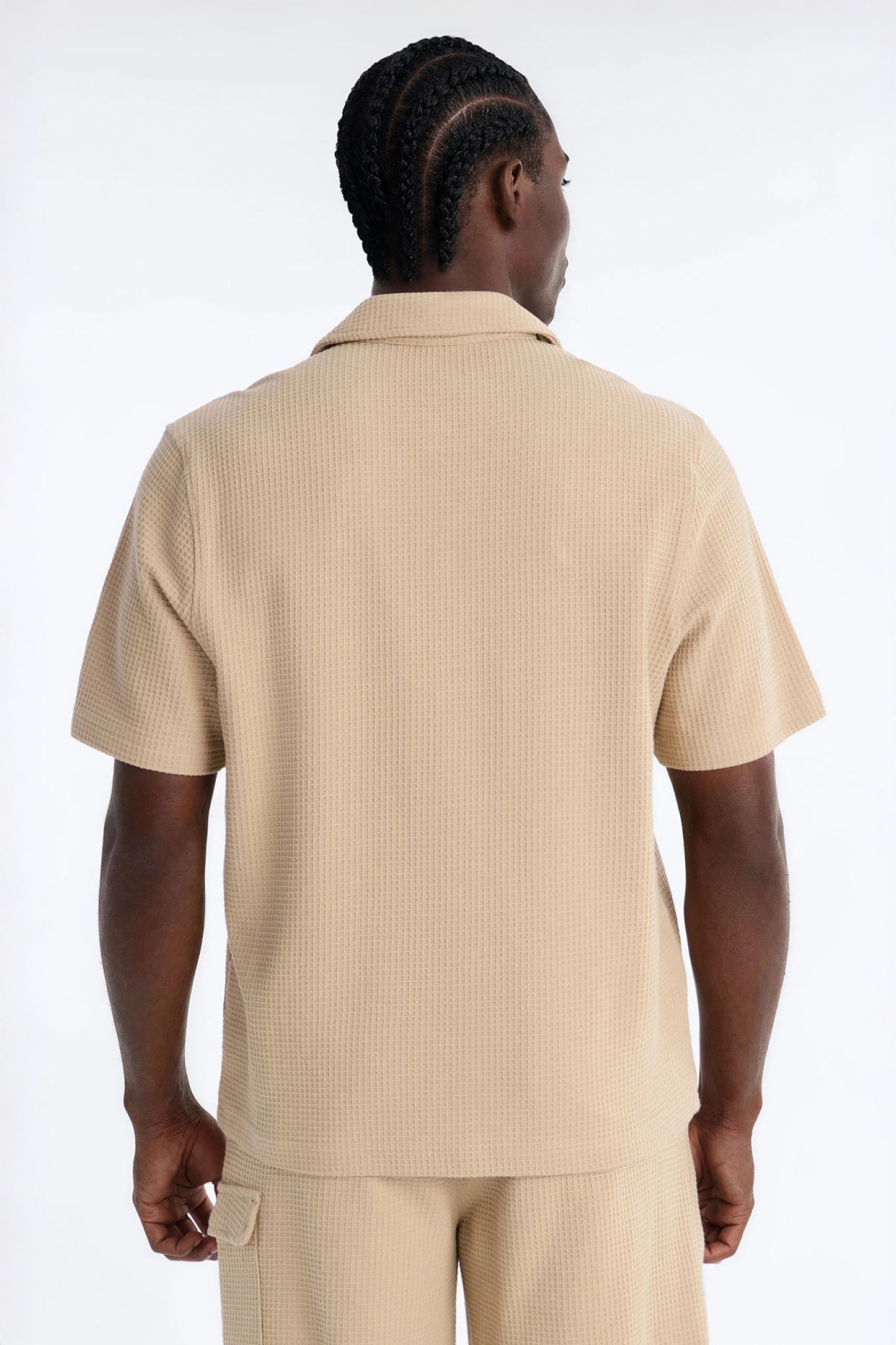 Culver City Waffle Knit Button Up - Stone