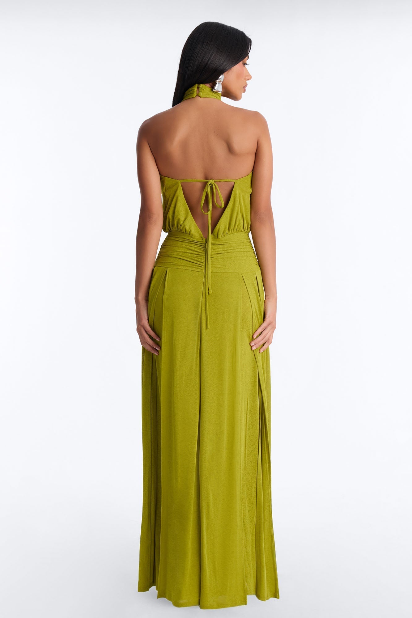 Bianca Halter Mock Neck Maxi Dress - Chartreuse NEWFASHIONEDGE