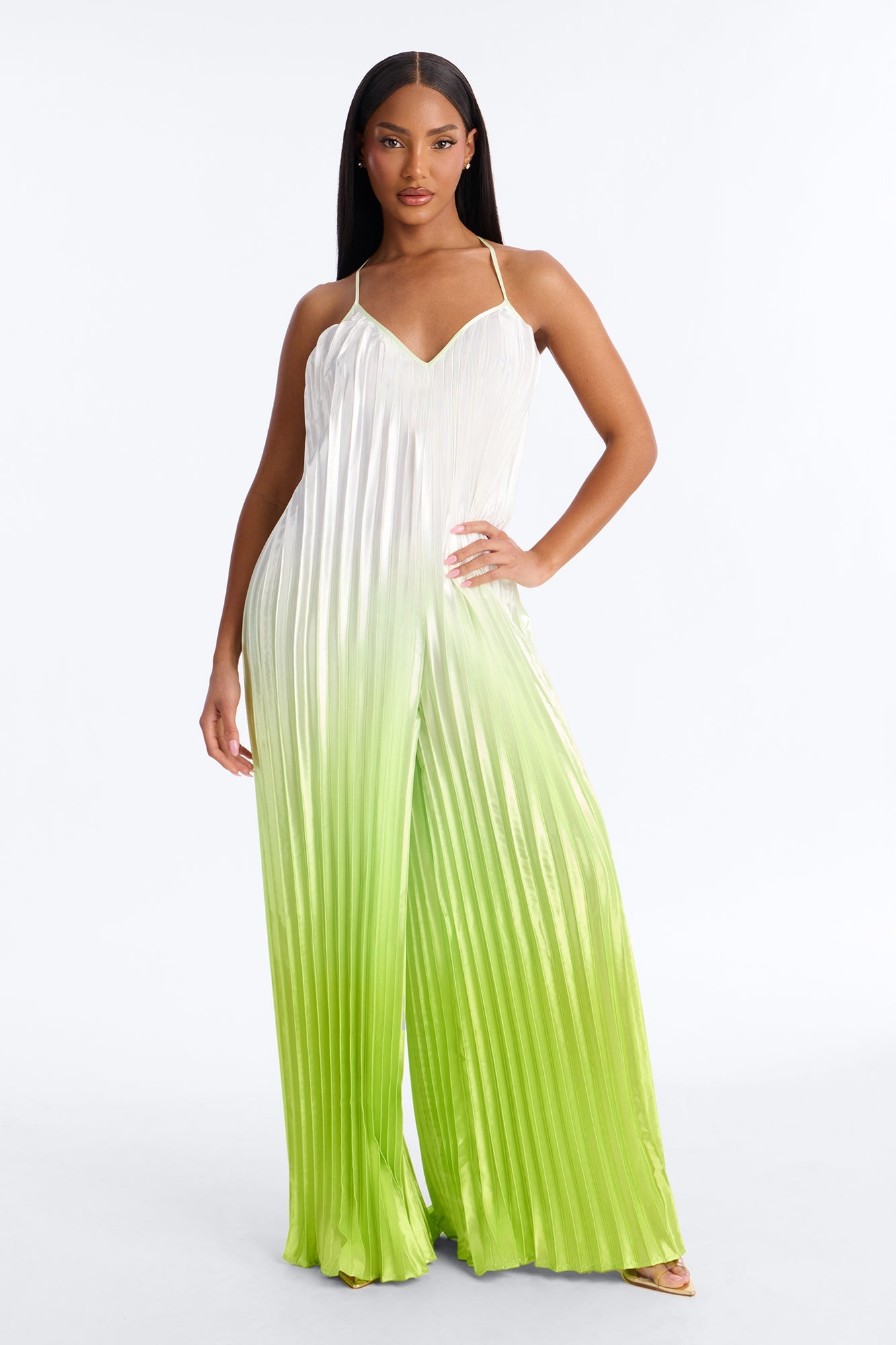 Paige Satin Ombre Wide Leg Jumpsuit - Green Fashion Nova