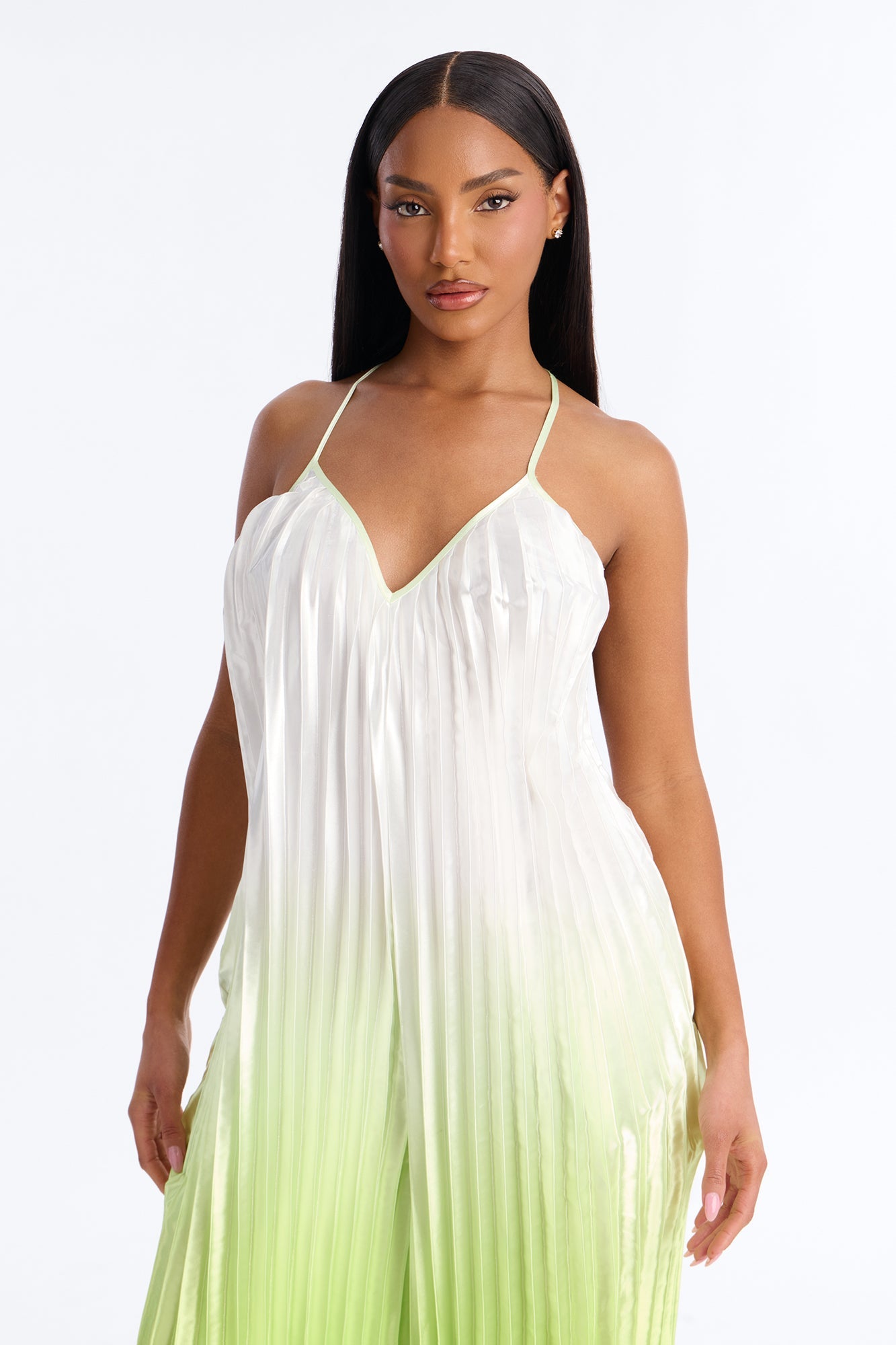Paige Satin Ombre Wide Leg Jumpsuit - Green Fashion Nova