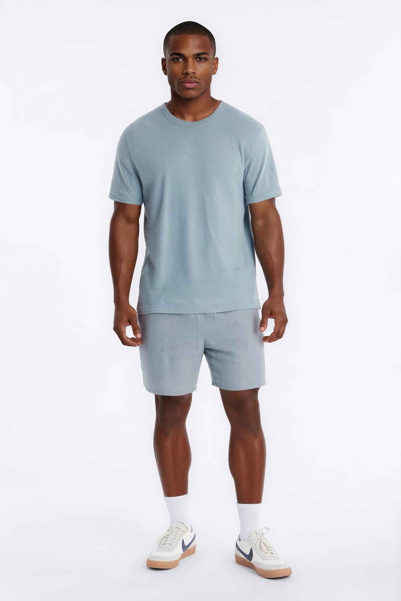 Bahamas Linen Crew Tee - Slate Blue