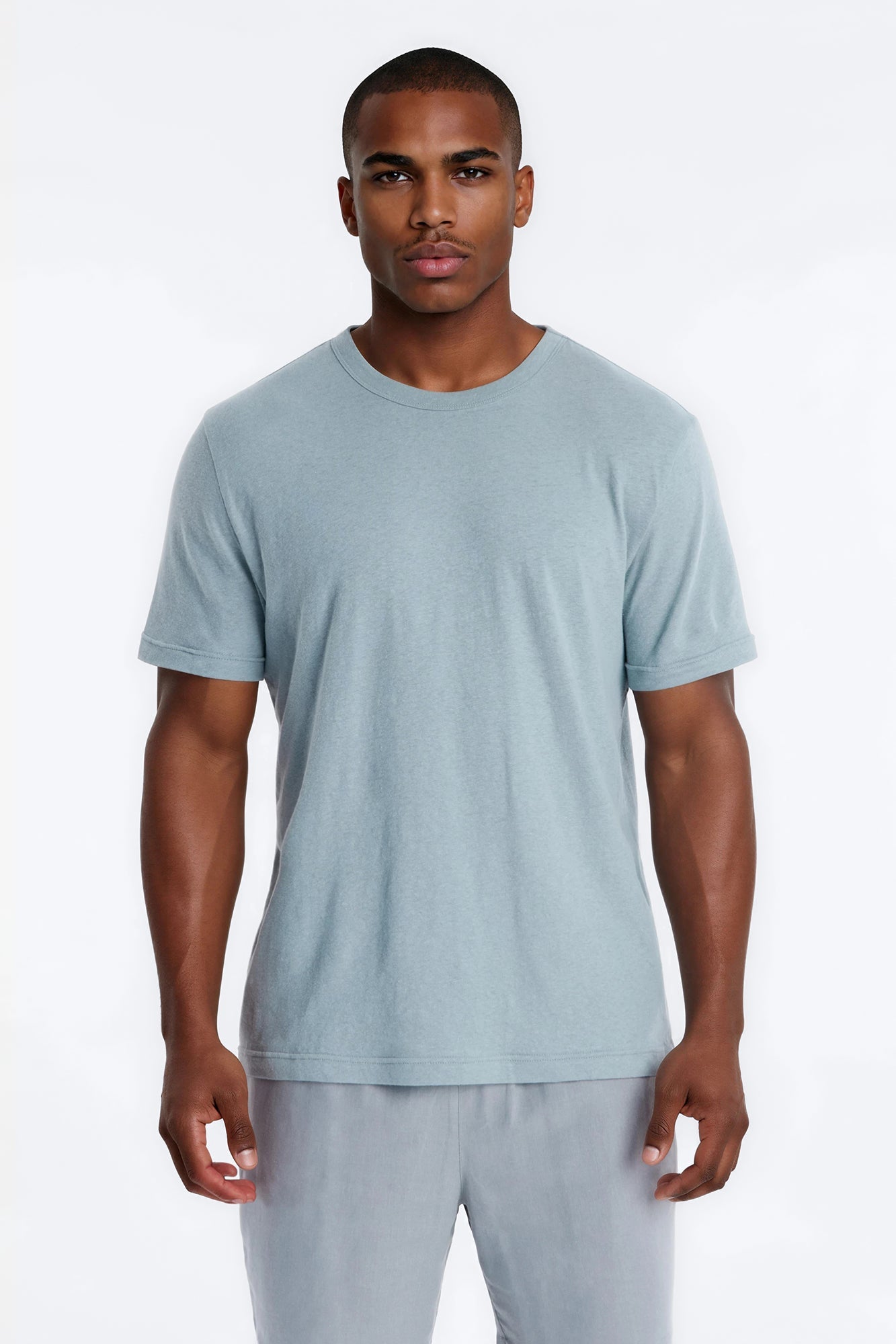 Bahamas Linen Crew Tee - Slate Blue