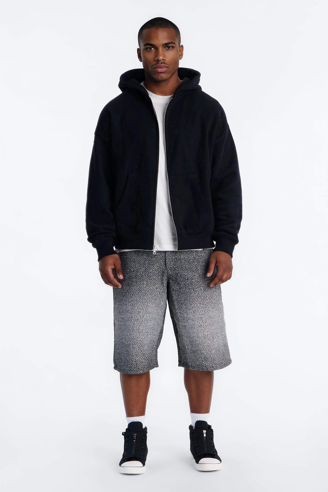 Baggy Tapestry Denim Short - Grey