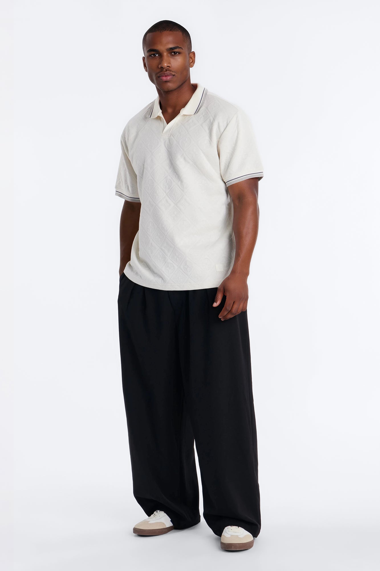 Saints Diamond Star Johnny Collar Polo - Oatmeal