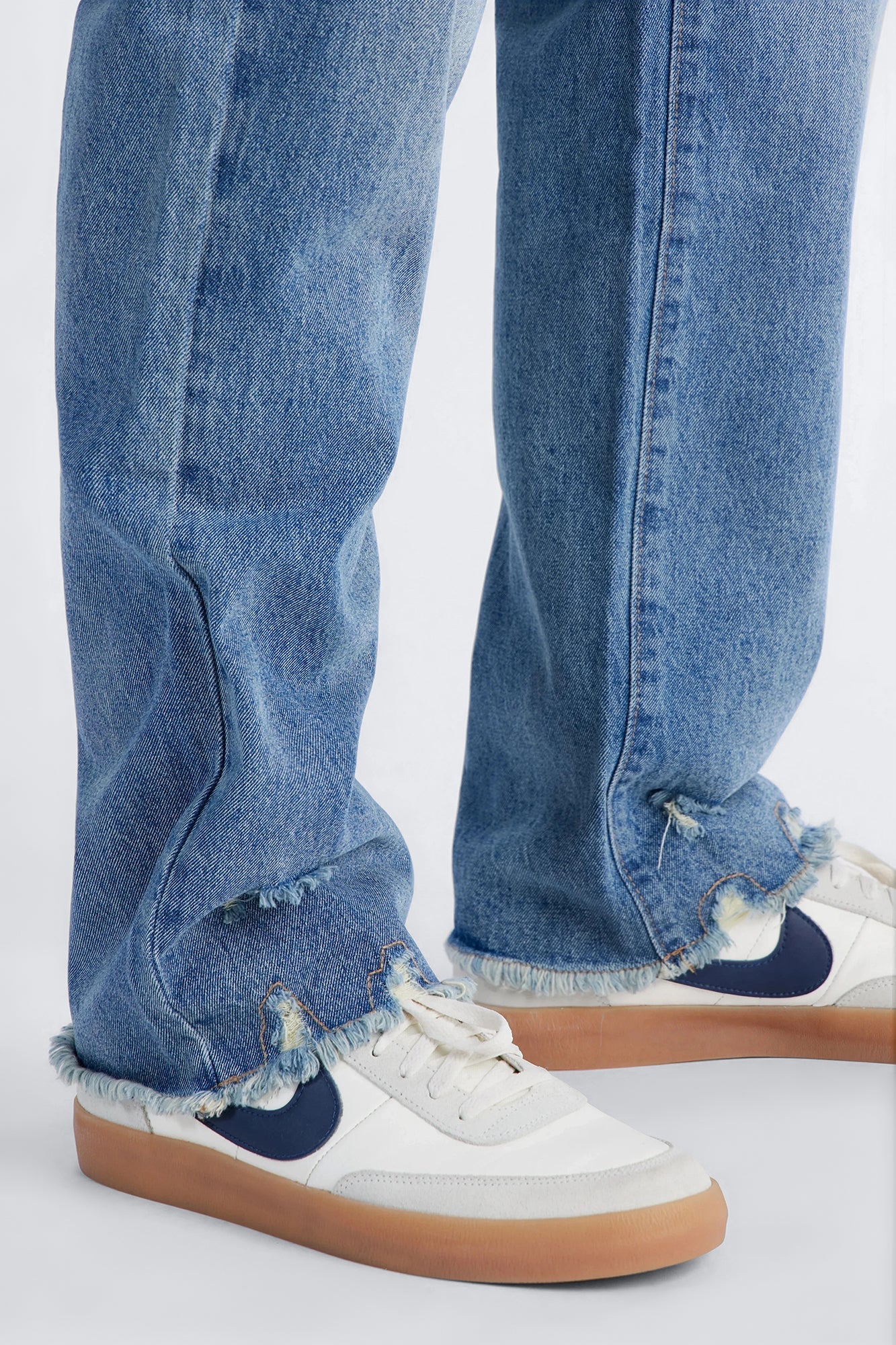 Straight Raw Edge Jean - Medium Blue Wash