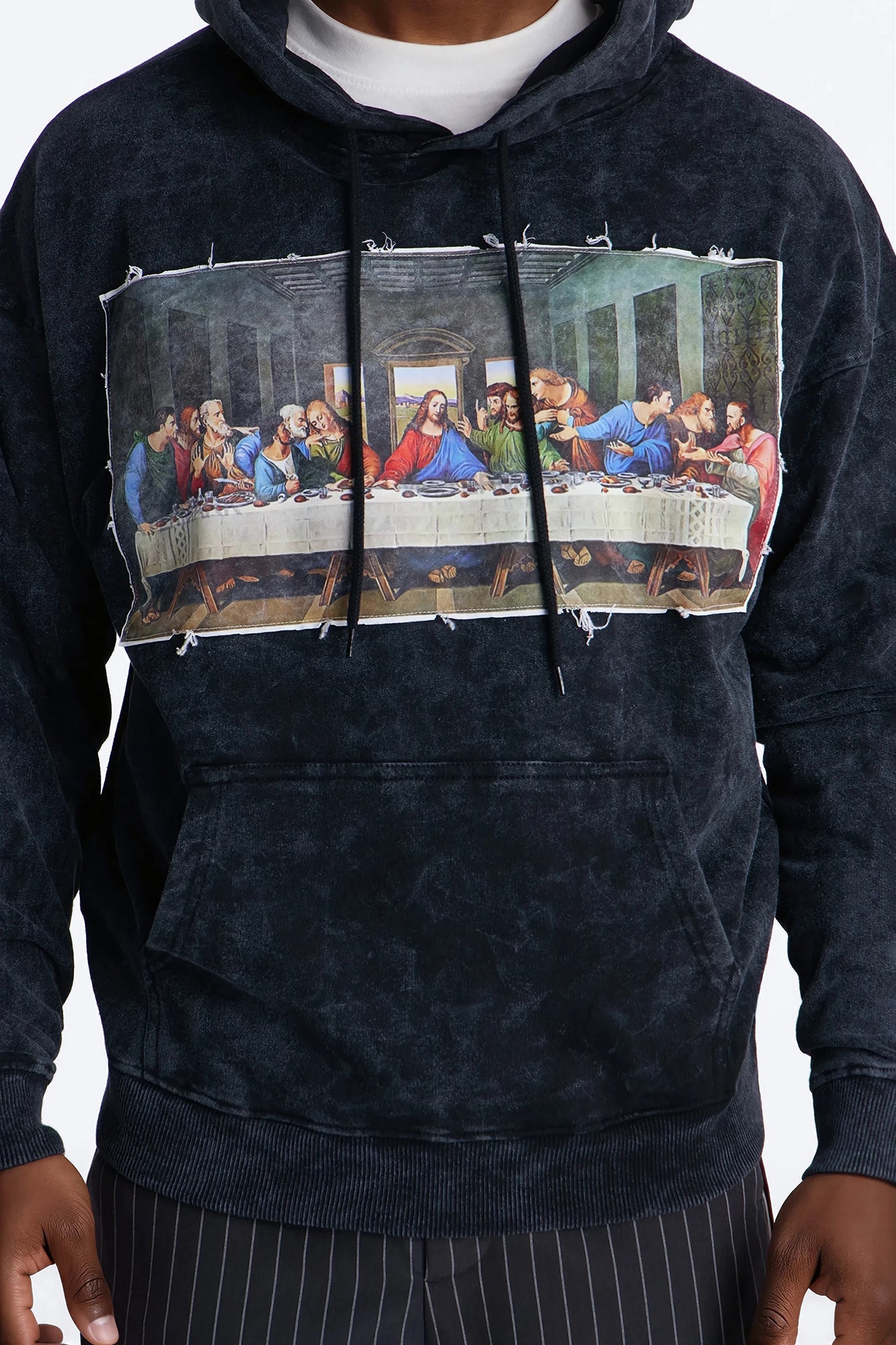 Last Supper Mineral Wash Hoodie - Black Wash