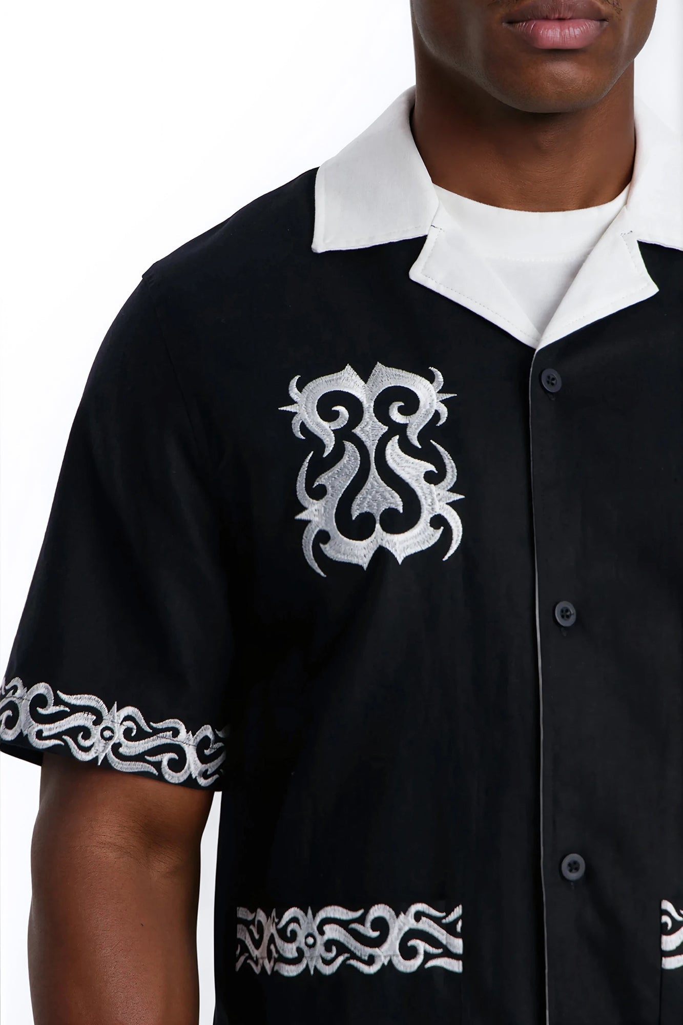 Coastal Isla Cuban Button Up Shirt - Black