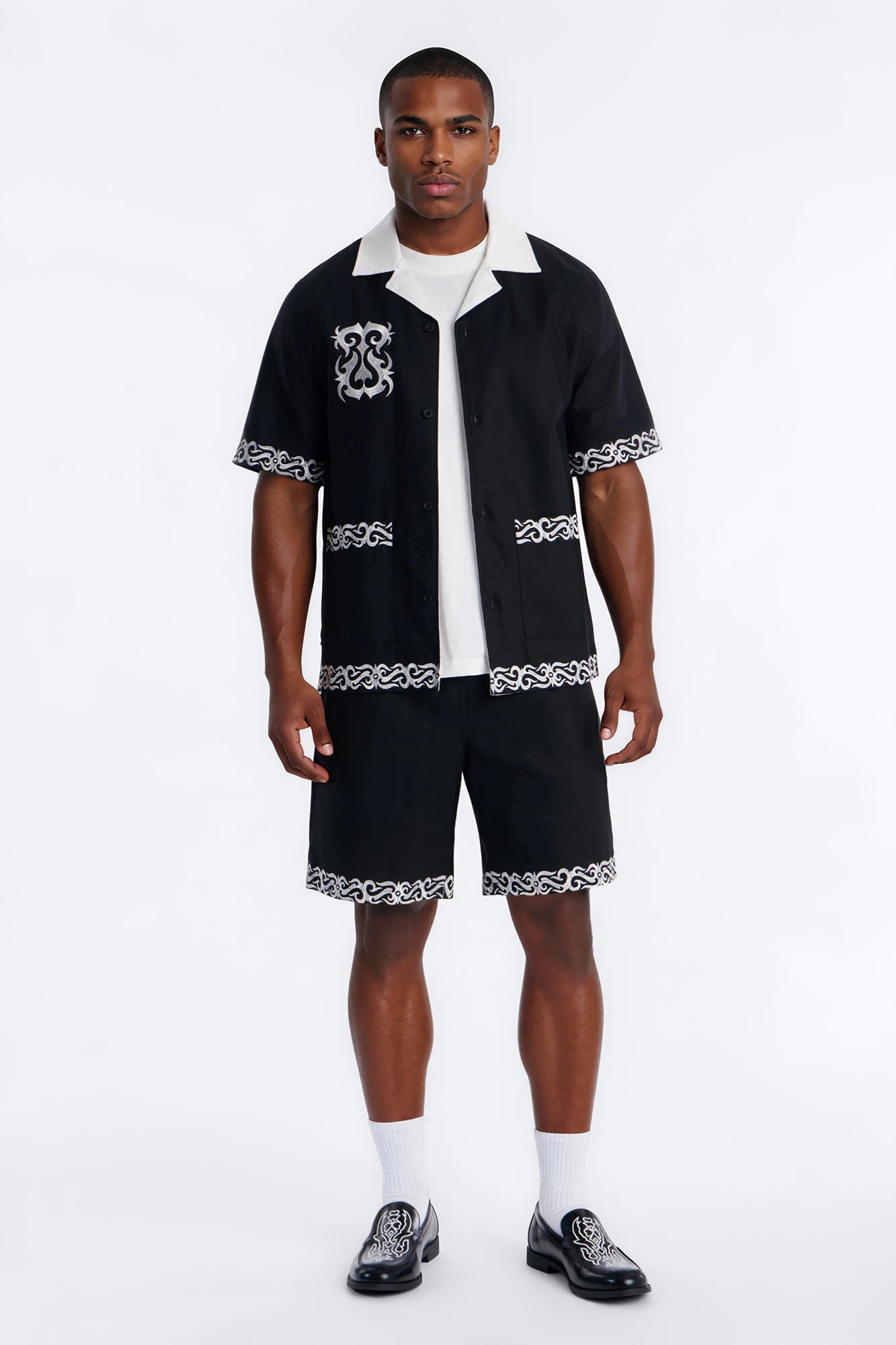Coastal Isla Cuban Button Up Shirt - Black