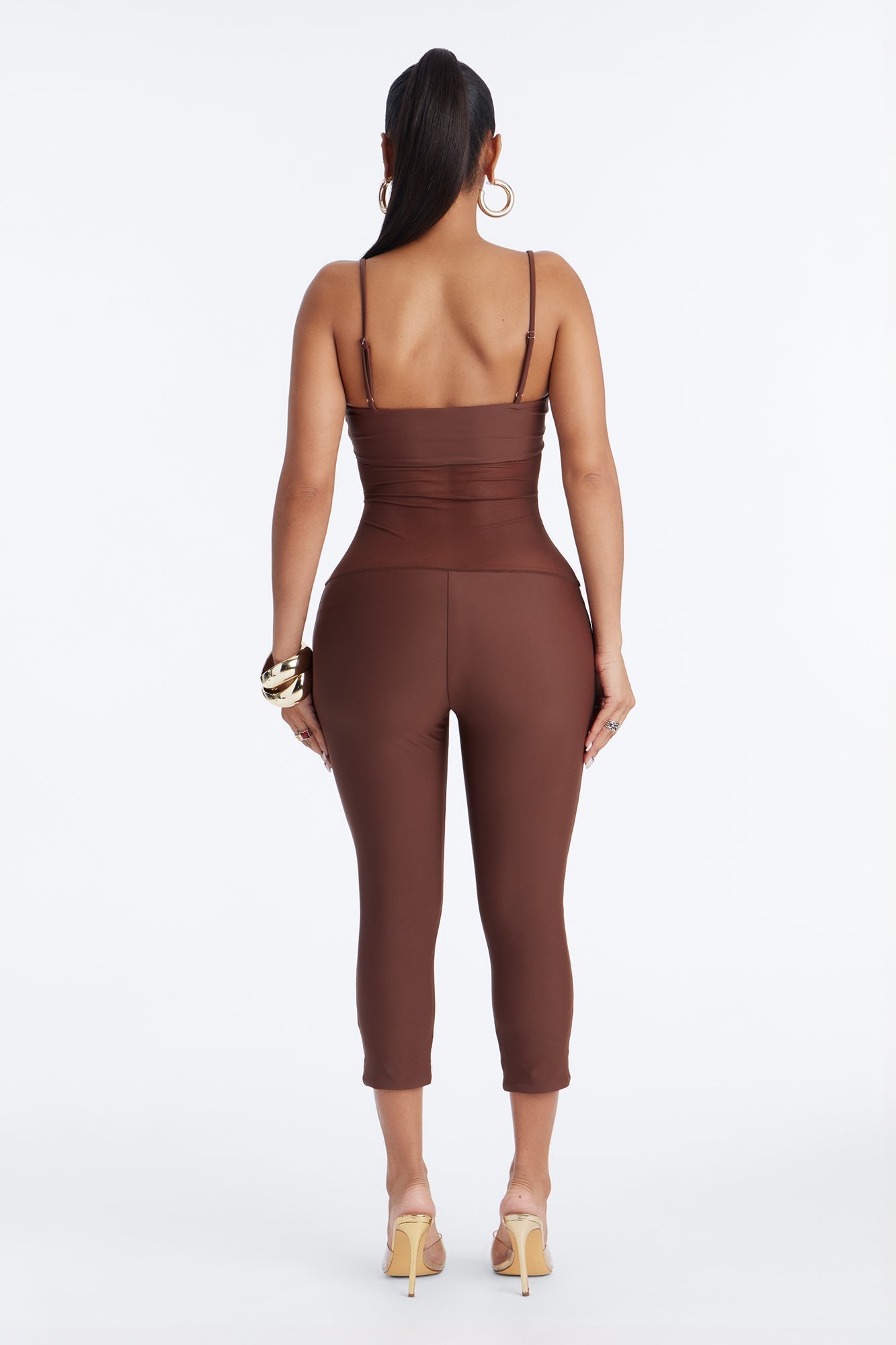 Roxy Form Double Lined Mesh Capri Jumpsuit - Chocolate NEWFASHIONEDGE